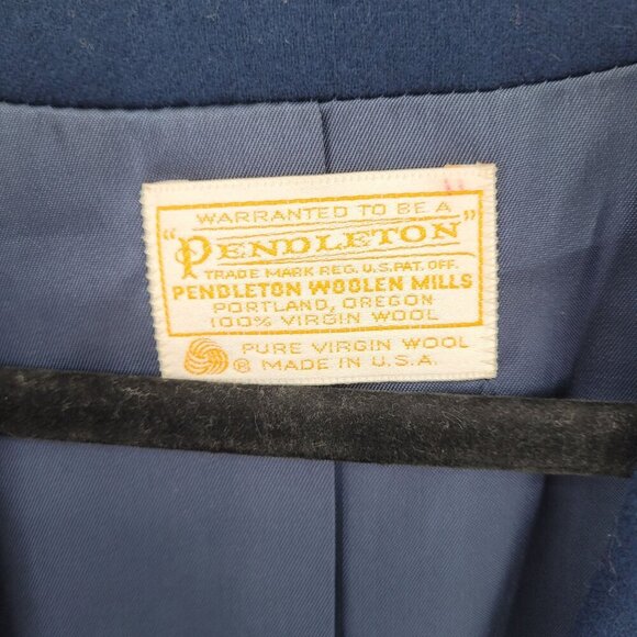 Pendleton womens 16 blue VTG Virgin wool single button blazer with pockets - Picture 6 of 10